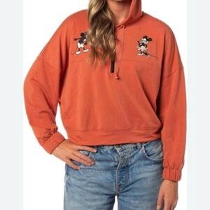 Disney Women's quarter zip with Mickey & Minnie vintage Design